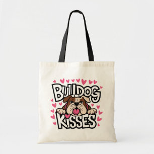 English Bulldog Gift Puppy Dog Pink Heart Kisses Tote Bag