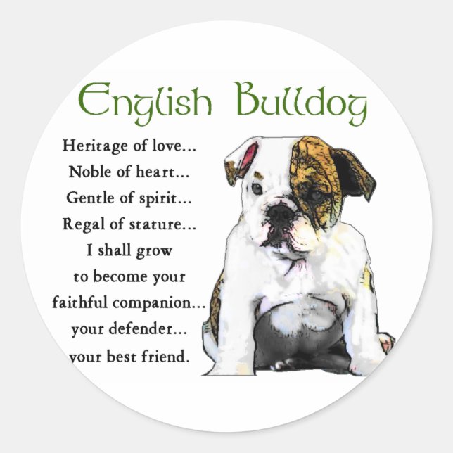 English Bulldog Gifts Classic Round Sticker (Front)