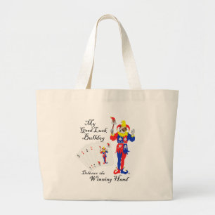 English Bulldog Good Luck Poker Fun Large Tote Bag