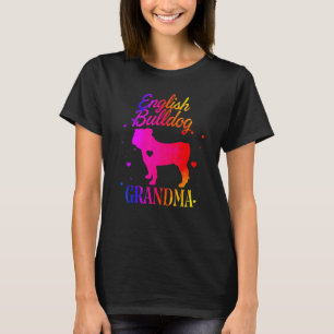 English Bulldog Grandma Vintage Colorful Cute Dog T-Shirt