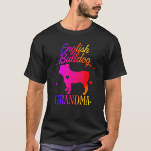 English Bulldog Grandma Vintage Colorful Cute Dog  T-Shirt
