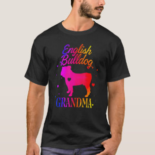 English Bulldog Grandma Vintage Colourful Cute Dog T-Shirt