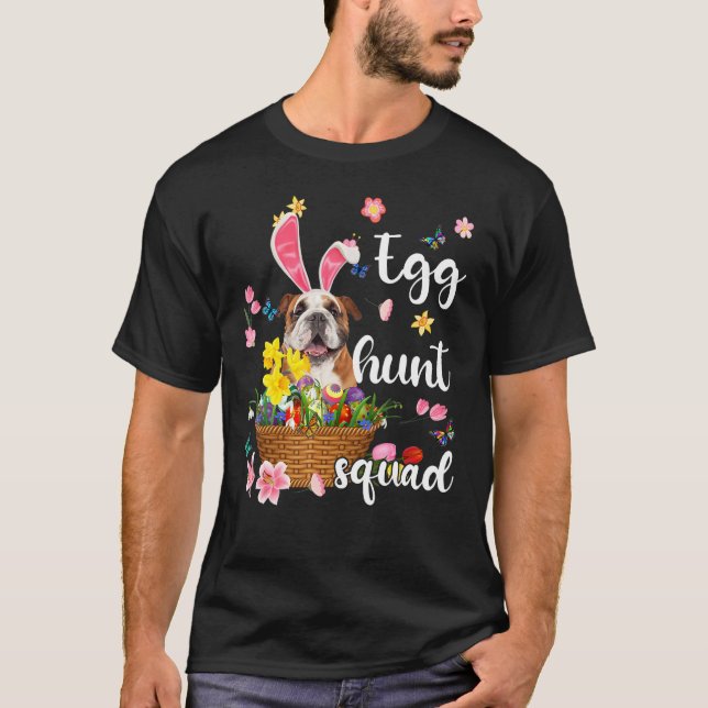 English Bulldog Happy Easter Day Easter Colourful  T-Shirt (Front)