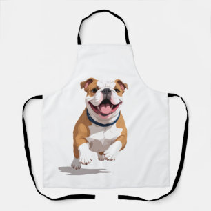 English Bulldog Happy Playful Fun Jumping Joyful Apron