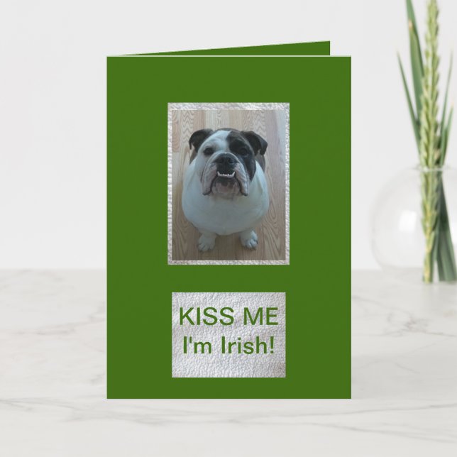 English Bulldog Happy St. Patrick's Day card! Card (Front)