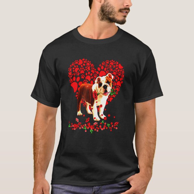 English Bulldog Heart Dog Dad Dog Mum T-Shirt (Front)