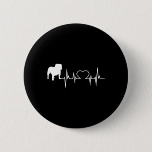 English Bulldog Heartbeat  6 Cm Round Badge