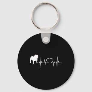 English Bulldog Heartbeat Key Ring