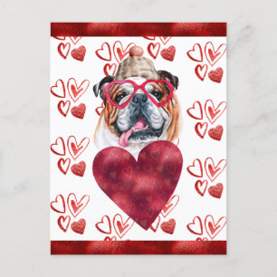 English Bulldog Hearts Dog Lover Valentine Gift Holiday Postcard