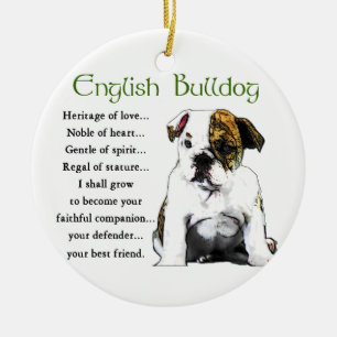 English Bulldog Heritage of Love Ceramic Tree Decoration