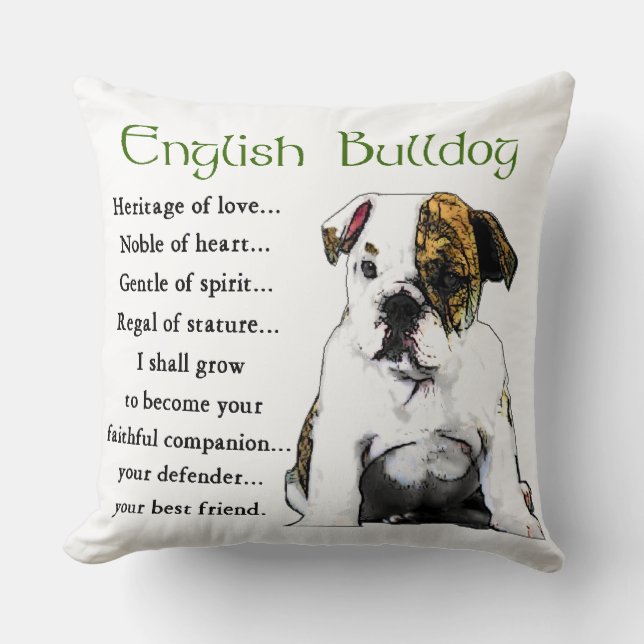 English Bulldog Heritage of Love Cushion (Front)