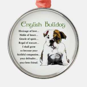 English Bulldog Heritage of Love Metal Tree Decoration