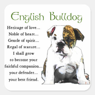 English Bulldog Heritage of Love Square Sticker
