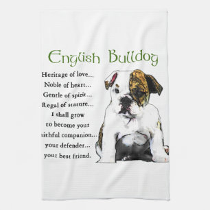 English Bulldog Heritage of Love Tea Towel