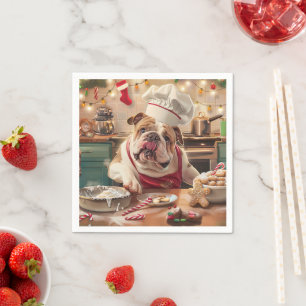 English Bulldog Holiday Baking: Festive Christmas Napkin