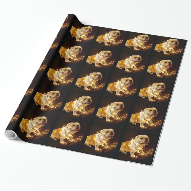 English bulldog holiday wrapping paper (Unrolled)