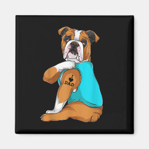 English Bulldog I Love Dad Tattoo Apparel, Dog Dad Magnet