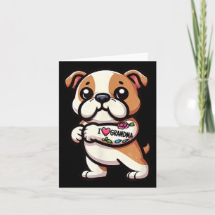 English Bulldog I Love Grandma Funny Dog Tattoo  Card