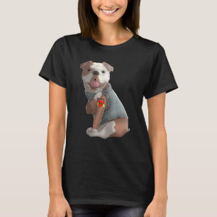 English Bulldog I Love Mum Tattoo Dog Funny Mother T-Shirt