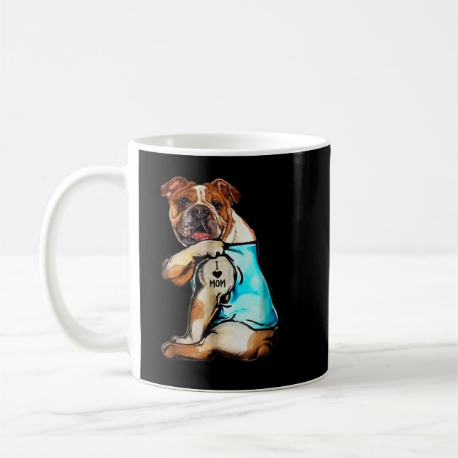 English Bulldog - I Love Mum Tattoo Mother's day g Coffee Mug (Left)