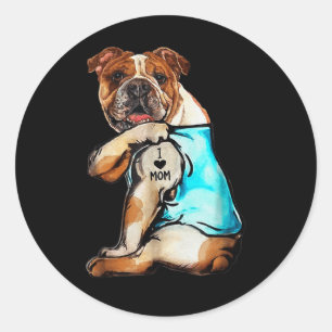 English Bulldog - I Love Mum Tattoo Mothers Day Gi Classic Round Sticker