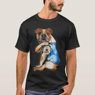 English Bulldog I Love Mum Tattooed Dog Mummy T-Shirt