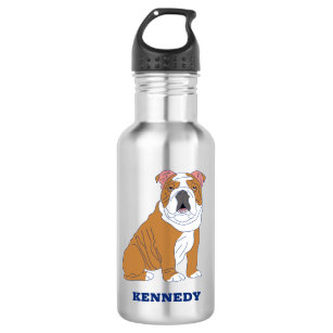 English Bulldog Illustration Personalised 532 Ml Water Bottle