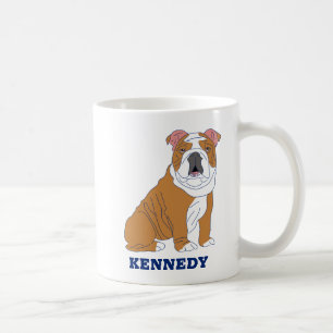 English Bulldog Illustration Personalised Coffee Mug