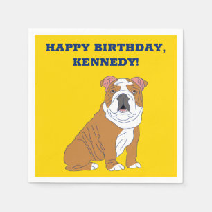 English Bulldog Illustration Personalised Party Napkin