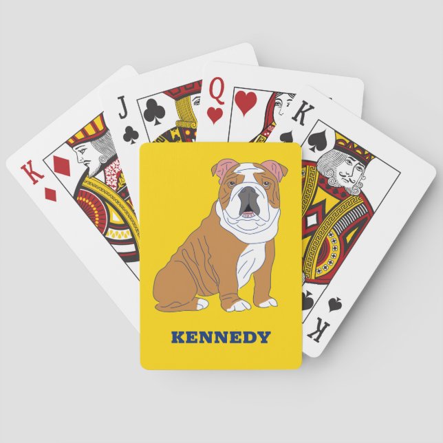 English Bulldog Illustration Personalised Playing Cards (Back)