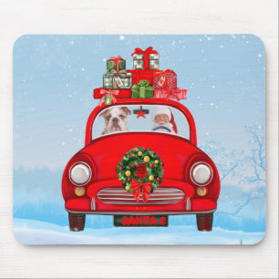 English Bulldog In Car With Santa Claus  Mouse Mat