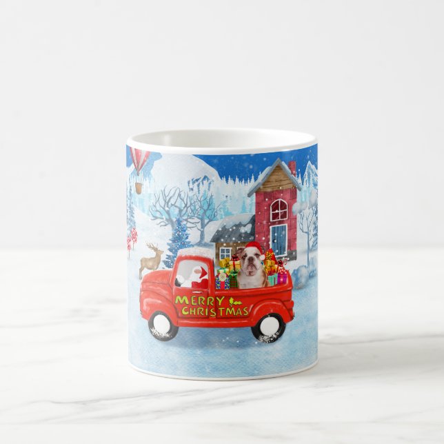 English Bulldog in Christmas Delivery Truck Snow  Coffee Mug (Center)