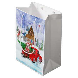 English Bulldog In Christmas Delivery Truck Snow Medium Gift Bag