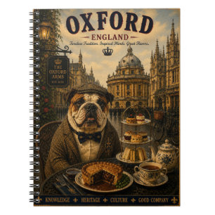 English Bulldog in Oxford Vintage Travel Art Notebook