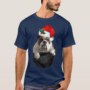 English Bulldog in Pocket Dog Christmas T-Shirt