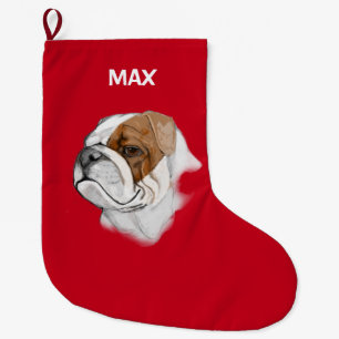 English Bulldog in Portrait Large Christmas Stocking