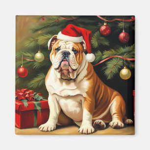 English Bulldog in Santa hat, Magnet