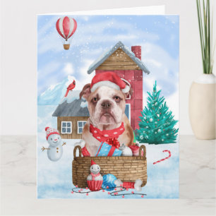 English Bulldog In snow Christmas Dog House Card