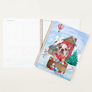 English Bulldog In snow Christmas Dog House Planner