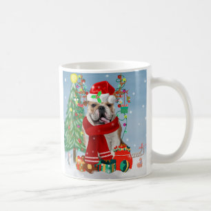 English Bulldog in Snow with Christmas Gifts Coffee Mug