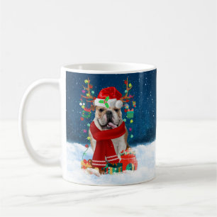 English Bulldog in Snow with Christmas Gifts Coffee Mug