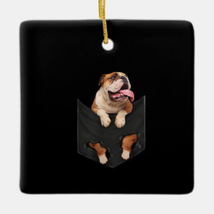English Bulldog In Your Pocket  Dogs Lovers Ceramic Ornament