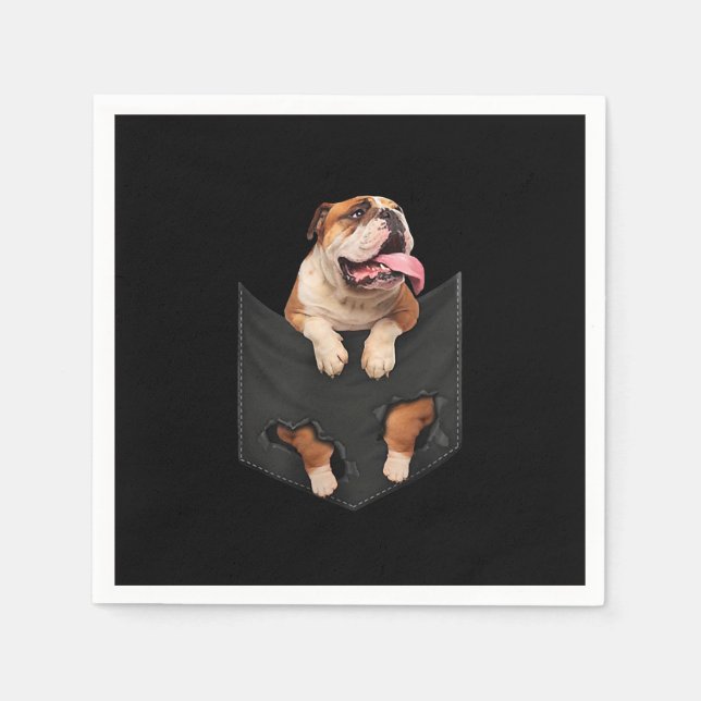 English Bulldog In Your Pocket  Dogs Lovers Napkin (Front)