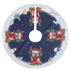 English Bulldog Let it snow Brushed Polyester Tree Skirt