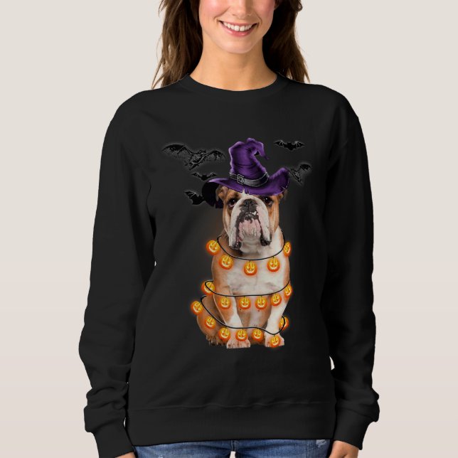 English Bulldog Light Pumpkin  Halloween Tee (Front)