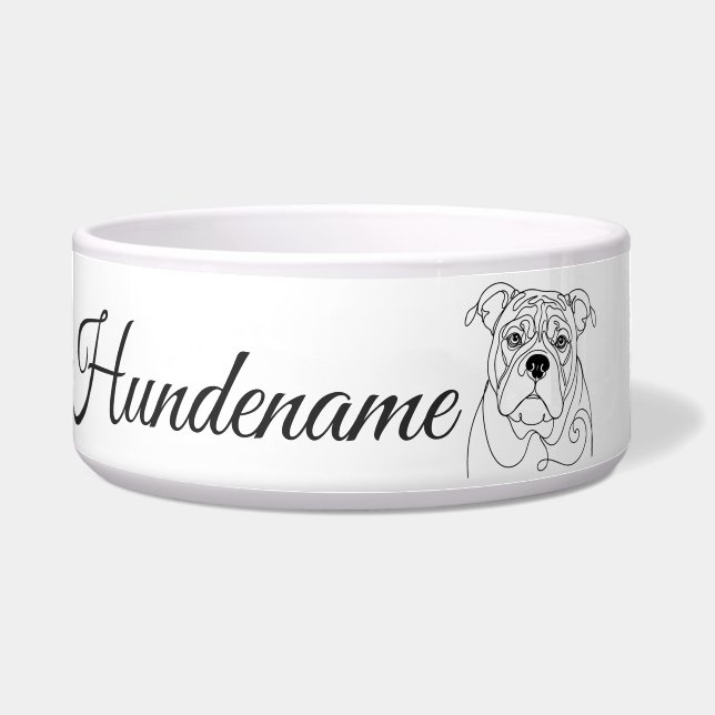 English Bulldog Line Art personalized bowl (Front)