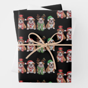 English Bulldog Lover Christmas Dog Mum Xmas Gift  Wrapping Paper Sheet