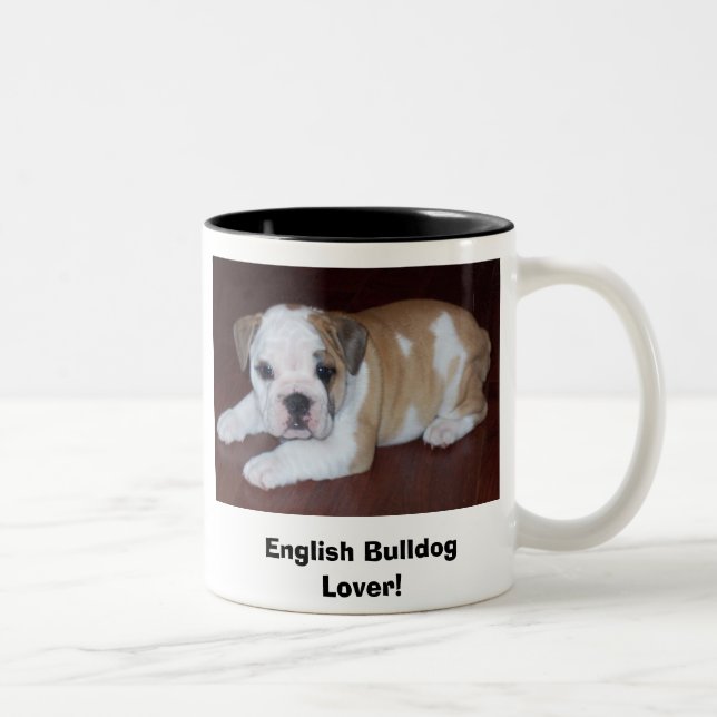 English Bulldog Lover! Two-Tone Coffee Mug (Right)