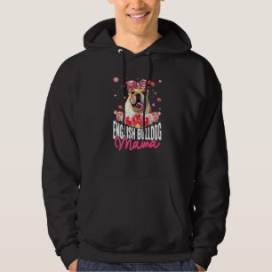 English Bulldog Mama Flower Bandanna Dog Mother's Hoodie