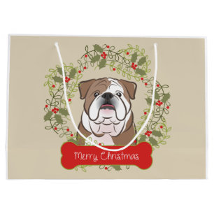 English Bulldog Merry Christman Gift Bag